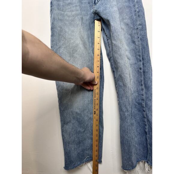 Neuw Edie Jeans Womens 28 Blue Denim Medium Wash Straight High Rise Raw Hem - Picture 10 of 11